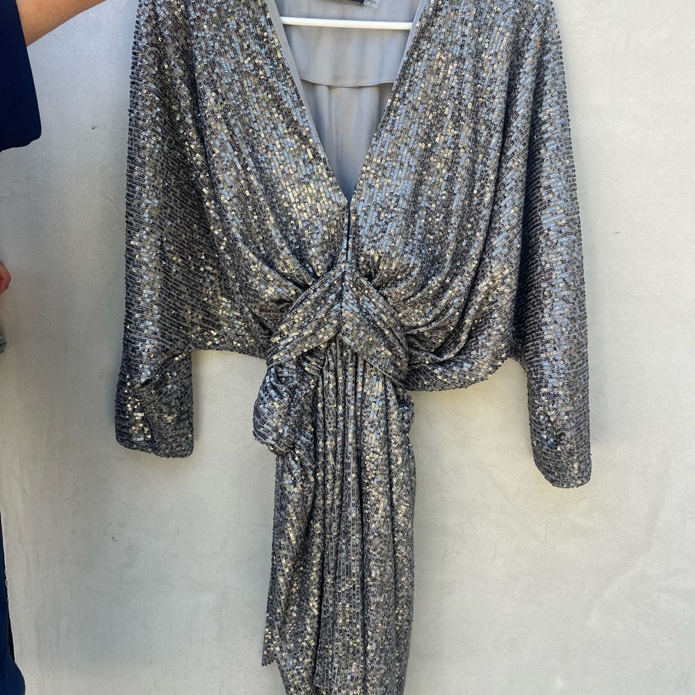 Elegant Silver Sequin Dress